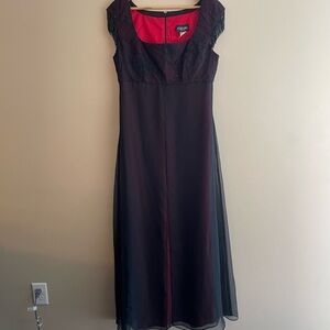 Faviana Vintage Women's Size 11-12 Red with Black Overlay “Opera” Dress GUC #579